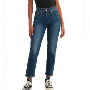 Levi's Wedgie Straight Jeans Women's High-Rise Dark Wash Denim Size 28 x 28